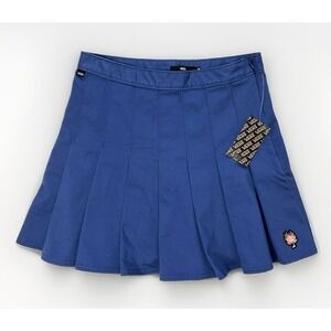 NWT Vans Sunset Pleated Try Navy Cotton Retro Punk Skate Skirt / Women's 29